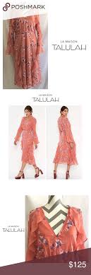 La Maison Talulah Embroidered Ruffled Midi Dress New With