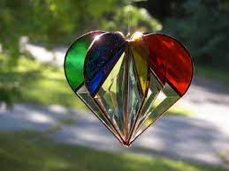 Stained Glass Rainbow Heart Stained