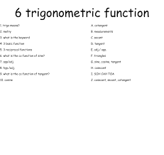 6 Trigonometric Function Worksheet