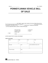 free pennsylvania motor vehicle bill of