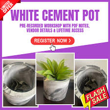 white cement pot basic arali works