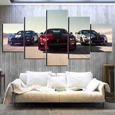 Check out our ford home decor selection for the very best in unique or custom, handmade pieces from our accessories shops. Home Decor Canvas Painting Hang Pictures Muscle Luxury Cars 5 Panel Mustang Gt500 Prints Modular Wall Art Poster Bedroom Painting Calligraphy Aliexpress
