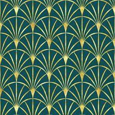Emerald Art Deco Fabric Wallpaper And