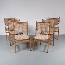 1950s oak dining chairs with cushions