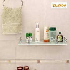 White Klaxon Bathroom Glass Shelves