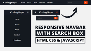 responsive navbar with search box in