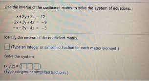 the coefficient matrix to solve chegg