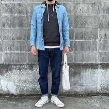 light blue denim shirt outfits for men