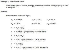 steam tables thermodynamics