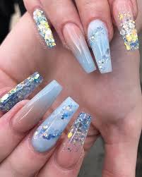 I apply base coat, then i paint. Cute Blue Ombre Nails Glitter Nails And Light Blue Nails Design