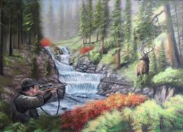 deer hunting 50x70 cm oil painting on