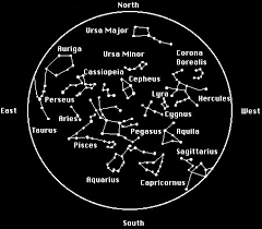 November Constellations In The Night Sky With Star Map