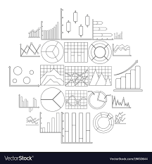 Chart Diagram Icon Set Outline Style