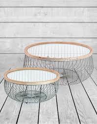 Iron Wood And Glass Round Coffee Tables
