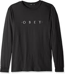 Obey Mens Novel Long Sleeve Pigment T Shirt Dusty Black X Large