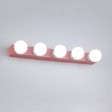 Open Bulb Vanity Bar Light Modern 5 Light Led Makeup Mirror Light In Pink For Bathroom Beautifulhalo Com