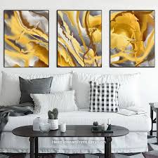 Mustard Yellow Gray Abstract Painting