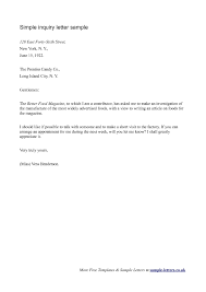 Business Letter Of Inquiry Sample The Letter Sample