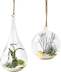 mkono 2 pack glass hanging planter