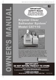 Krystal Clear Saltwater System Model Cs7110 Manualzz Com