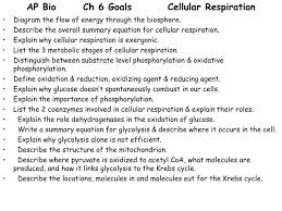 Ap Bio Ch 6 Goals Cellular Respiration