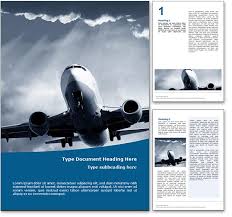 Royalty Free Air Travel Microsoft Word Template In Blue