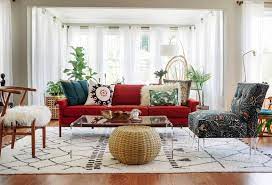 red couch living room