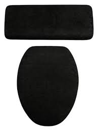 Black Terry Cloth Lined Toilet Seat Lid