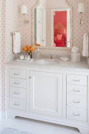 white girl bathroom with pink polka dot