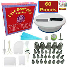 Cake Decorating Supplies Special Cake Decorating Kit With Icing Chart And Large Numbered Tips Cake Rotating Turntable 24 Icing Tips And More
