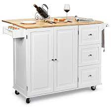 In order to make it simpler, some features and the options. Buy Gymax Drop Leaf Kitchen Island Trolley Cart Wood Storage Cabinet W Spice Rack White By Gymax On Dot Bo