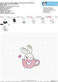 freebie stickdatei bunny in a cup