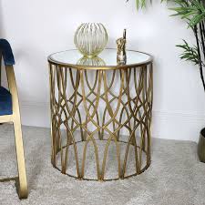 Gold Mirrored Ornate Side Table