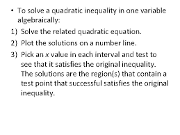 solving quadratic inequalities objectives