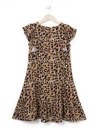Girls Ruffled Dress With Leopard Print
