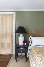 olive green bedroom woven headboard