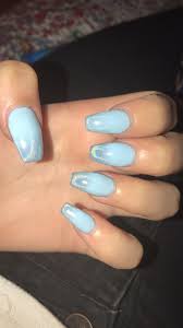 Baby Blue With Silver Chrome Blue Acrylic Nails Blue
