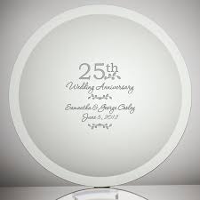 Etched Glass 25th Wedding Anniversary Plate