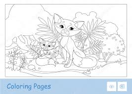 Wolfoo plays using only one color in hide and seek challenge | wolfoo channel kids cartoon. Colorless Contour Image Of A Mother Fox And Two Baby Foxes Sitting In A Wood Under The Bushes Wild Animals Preschool Kids Coloring Book Illustrations And Developmental Activity Premium Vector In