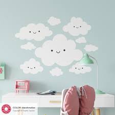 Happy Clouds Fabric Wall Decal L And