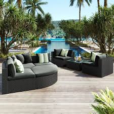 Outdoor Patio Cushioned Curved Sofa Set