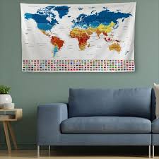 World Map Tapestry Map Wall Decor