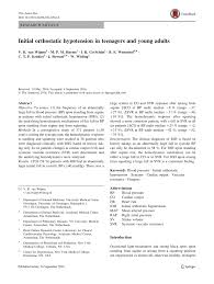 Pdf Initial Orthostatic Hypotension In Teenagers And Young