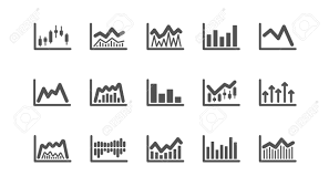 Charts And Graphs Icons Candlestick Graph Infochart And Report