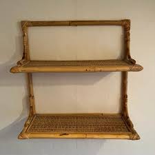 Vintage Bamboo Cane Wall Unit For