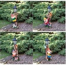 Solar Powered Gnome Lamp Post Garden