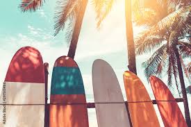 Art Print Surfboard And Palm Tree