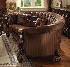 acme versailles oval sofa in brown for