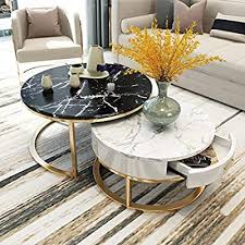 By decor therapy (106) $ 123 45. Buy Stacking Coffee Table With Drawer Storage Round 2 Nest Of Table Sets Living Room End Tables Black And White Marble Desktop Nesting Table Online In Indonesia B07s2kzb2g