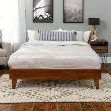 Solid Wood Walnut Queen Platform Bed